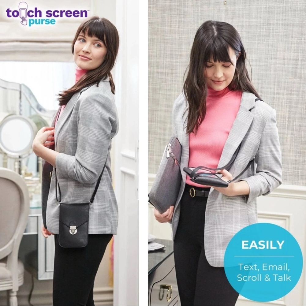 NEW! Touch Screen Black Vegan Leather Purse by Lori Greiner - New in Box!